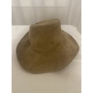 Walkabout Hats Real Leather Australia Unisex Sz L Wire Rim Brim Vented Tan 890